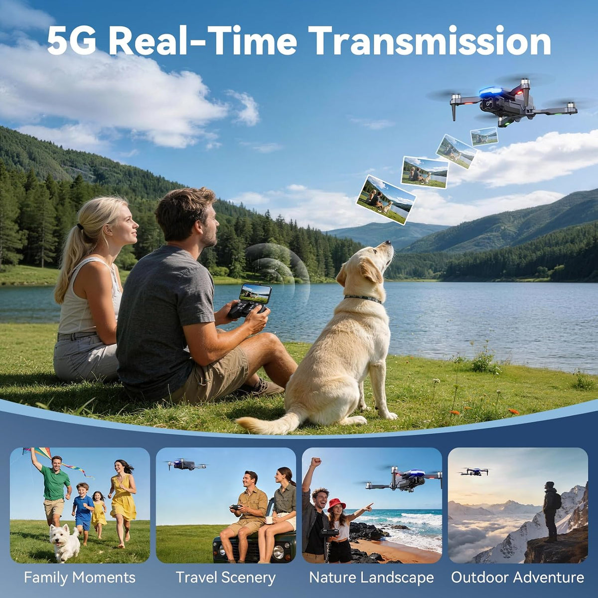 Wipkviey Dron con cámara para adultos, cuadricóptero RC FPV 1080P para principiantes – Juguetes para niños regalos con retención de altitud, selfie de gestos, vuelo Waypoint Fly, 3D Flip, 2 baterías