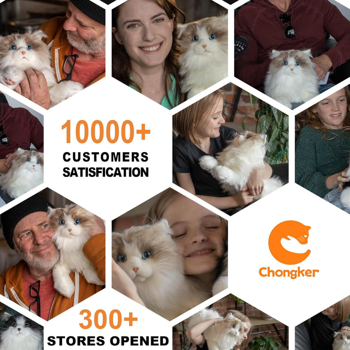 Chongker Animales de peluche hechos a mano con forma de gato realis...