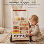 Centro de actividades de madera para caminar para bebés con música y juego