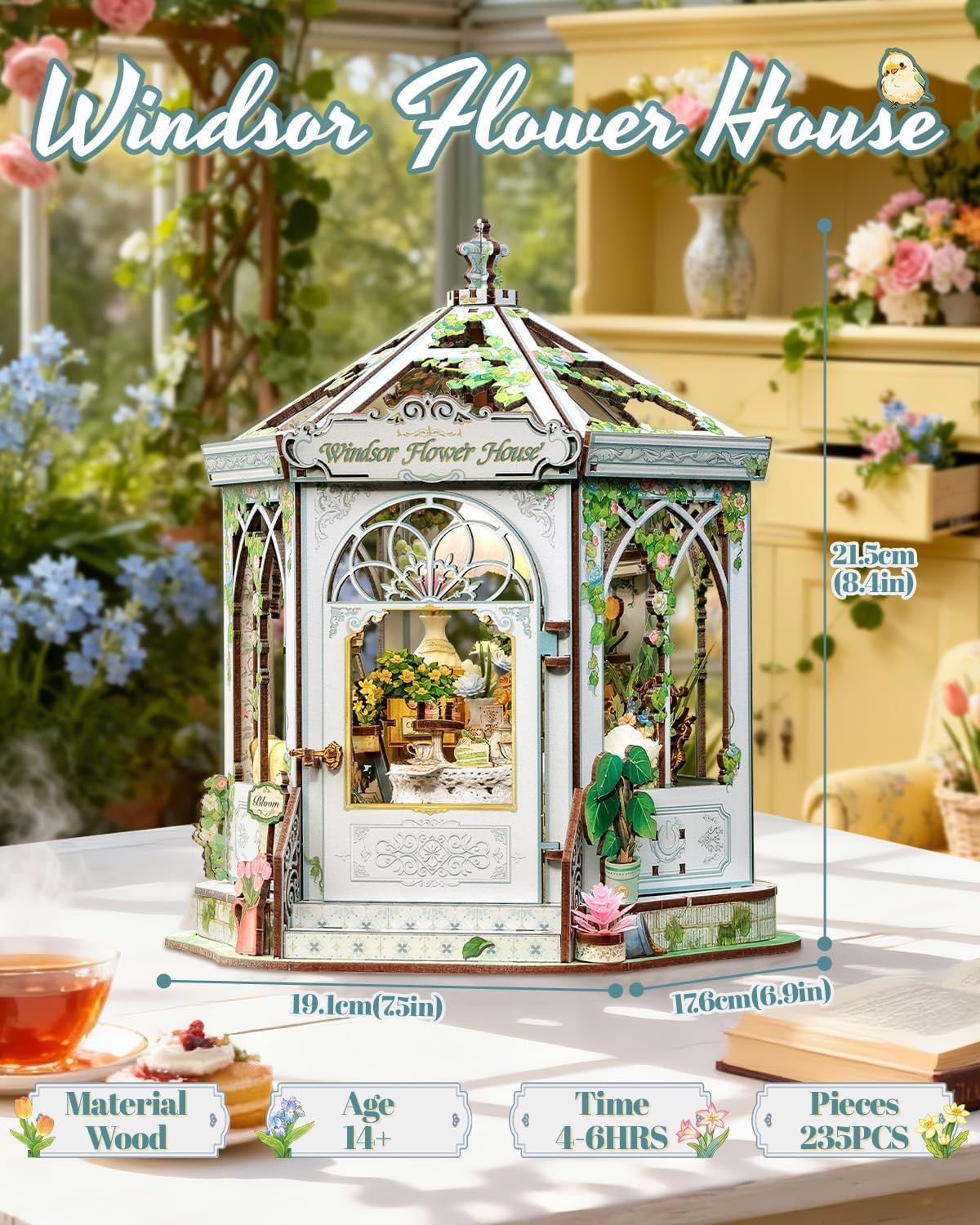 CUTEBEE Kit de casa en miniatura para adultos, rincón de libro de casa de