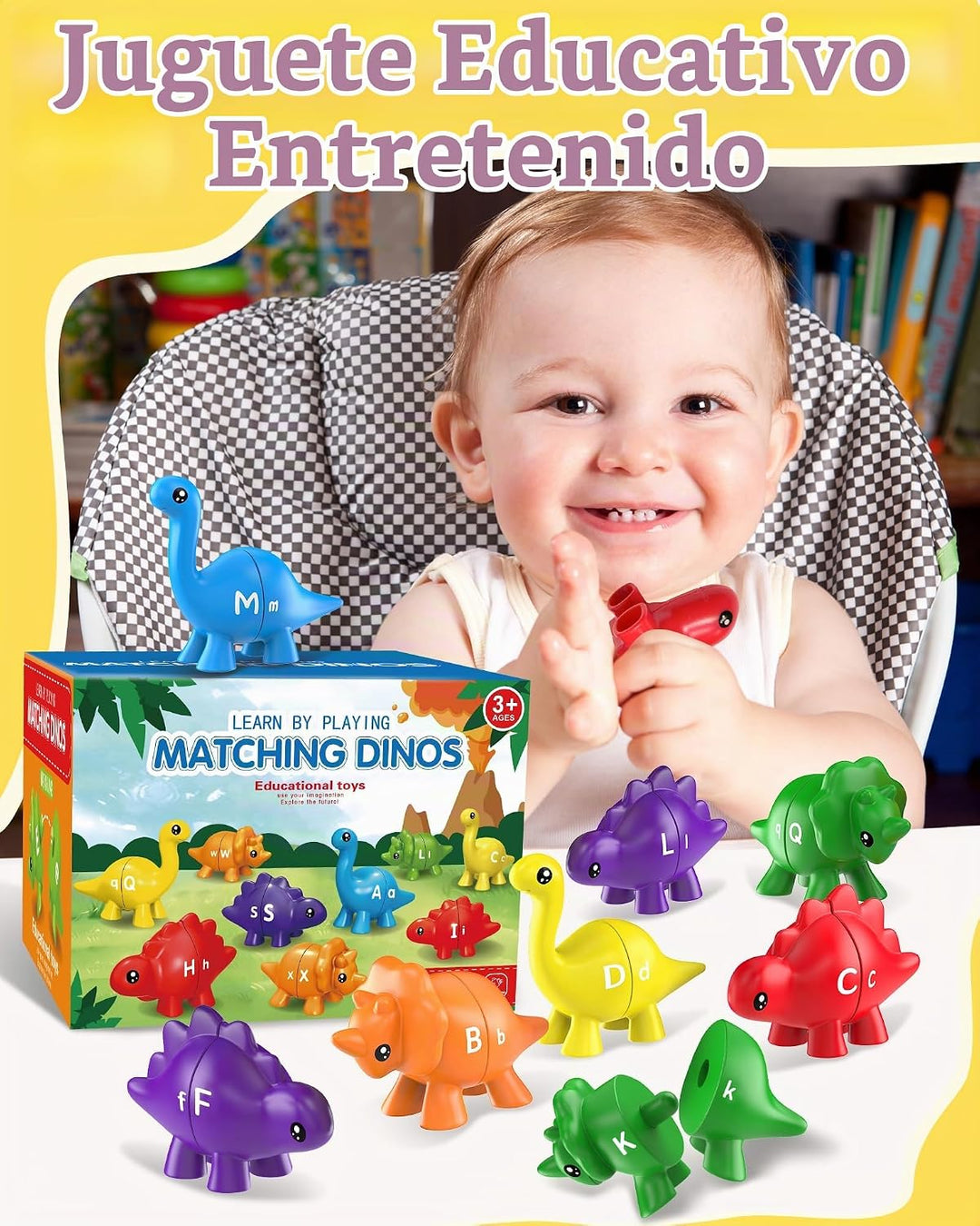 Walenty 26 piezas de juguetes de aprendizaje del alfabeto de dinosa...