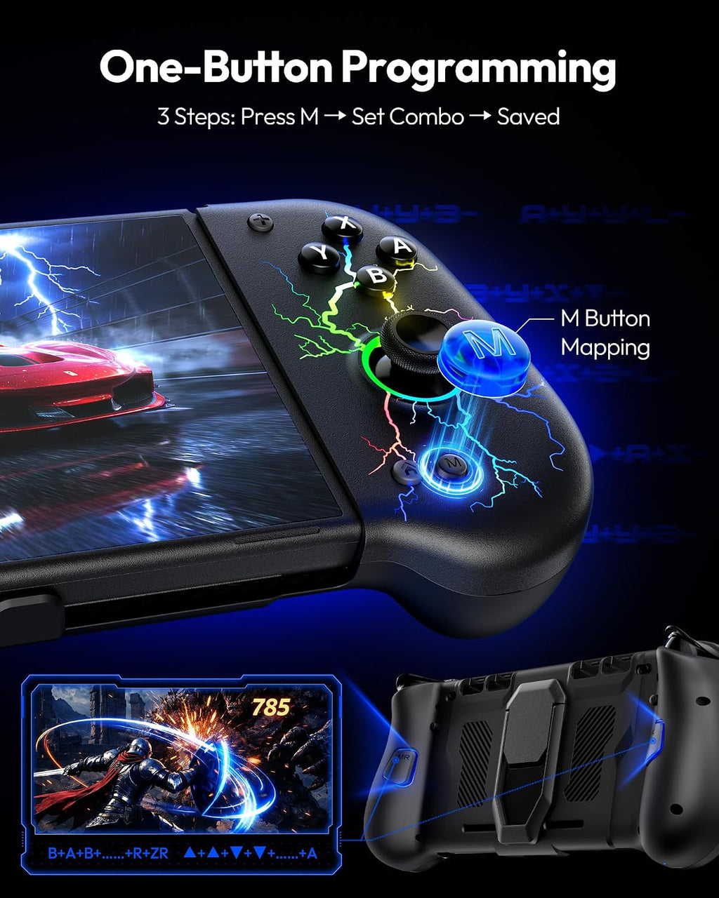 VOYEE controles Switch para Switch/OLED, con Joystick de efecto Hall negro