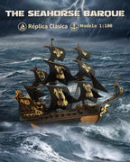 ROKR Seahorse Barque - Rompecabezas de madera 3D para adultos, kit de modelo de velero, ensamblaje de 603 piezas, velero a escala 1:100 MCB02