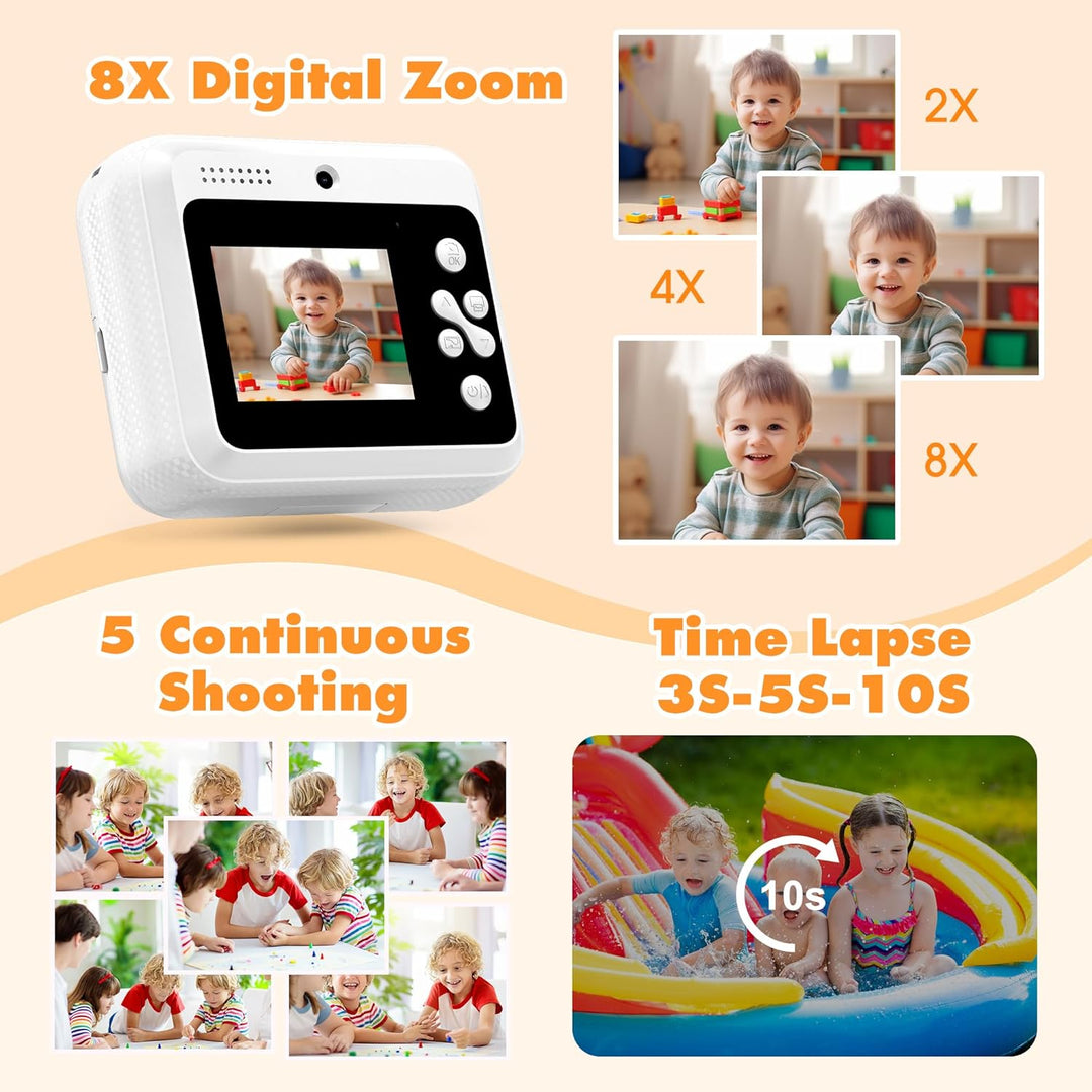 Cámara para niños, impresión de fotos instantánea, cámaras duales d...