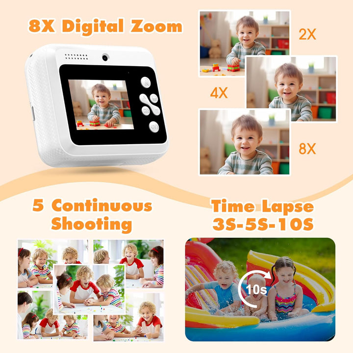 Cámara para niños, impresión de fotos instantánea, cámaras duales d...
