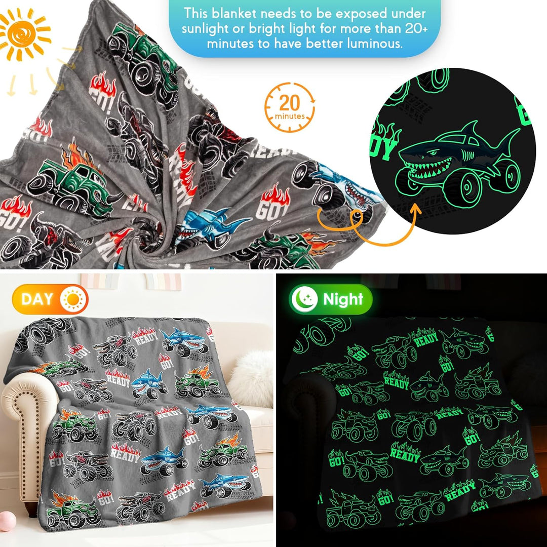 Jekeno Manta de Camión Tiburón que Brilla en la Oscuridad para Niño...