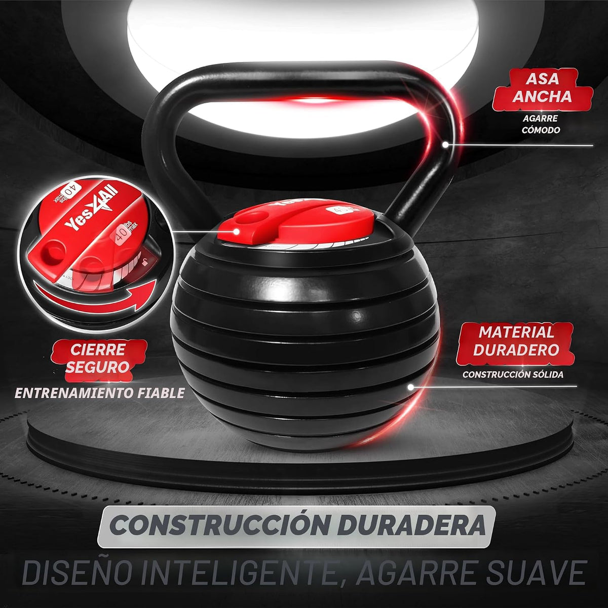 Yes4All Juego de Kettlebells Ajustable, Kettlebell para Entrenamiento de Fuerza
