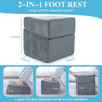 Lámpara Reposapiés para debajo del escritorio, reposapiés ergonómico de oficina con 3 alturas ajustables, reposapiés de espuma viscoelástica de alta densidad para el hogar, viajes, avión con funda lavable