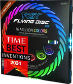 TOSY Flying Disc - 16 Million Colors RGB o 36 LEDs, Extremely Bright, Smart Modes, Camping Essentials para Teens/Kids/Adults/Men/Boys/Girls, Auto Light Up, Rechargeable, Waterproof, 175g