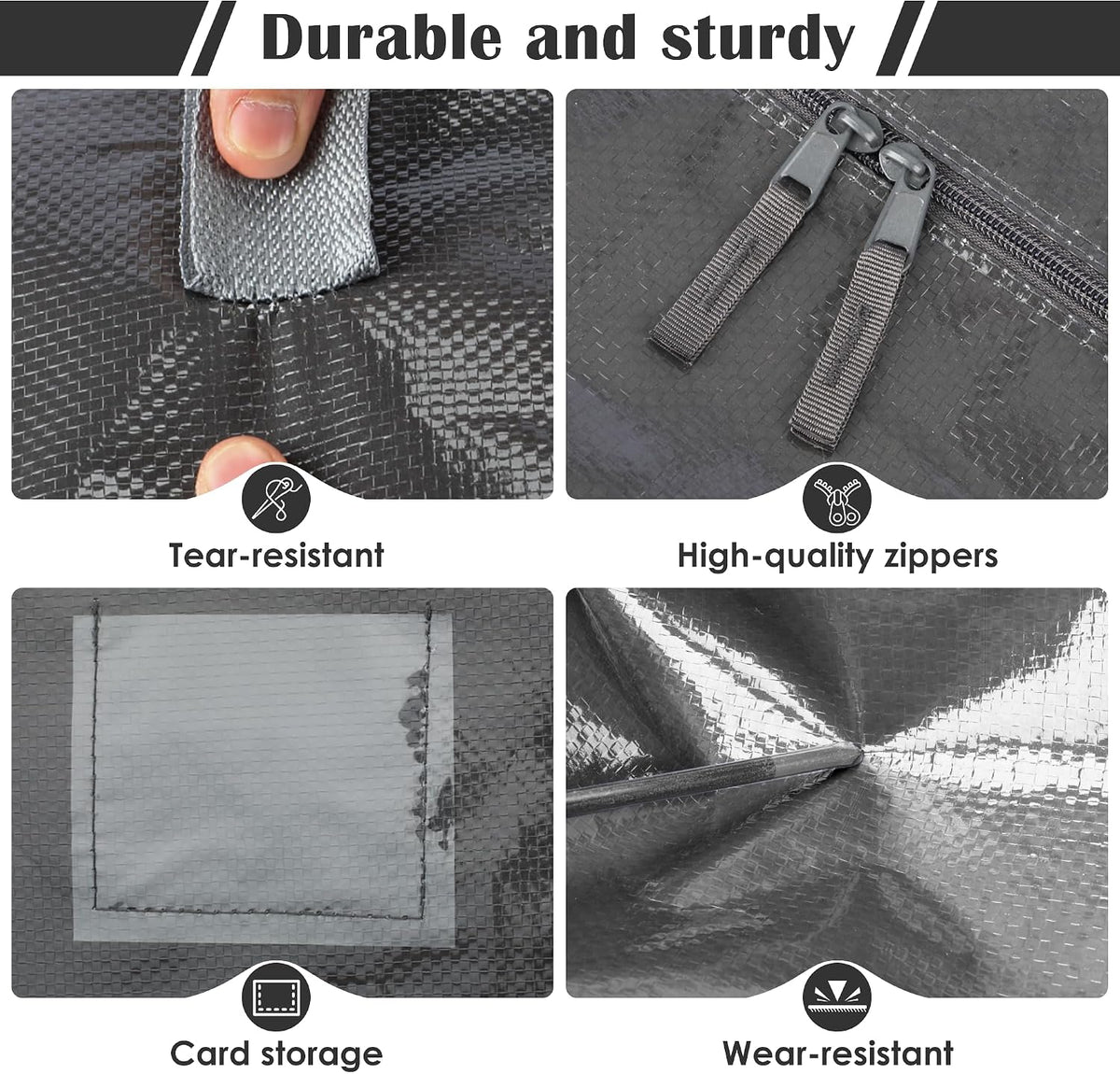 Paquete de 6 bolsas de mudanza con cremallera lateral completamente abierta, extra grandes de 93 L, resistentes al agua, plegables para almacenamiento para dormitorio universitario, mudanza y organización del hogar, color gris