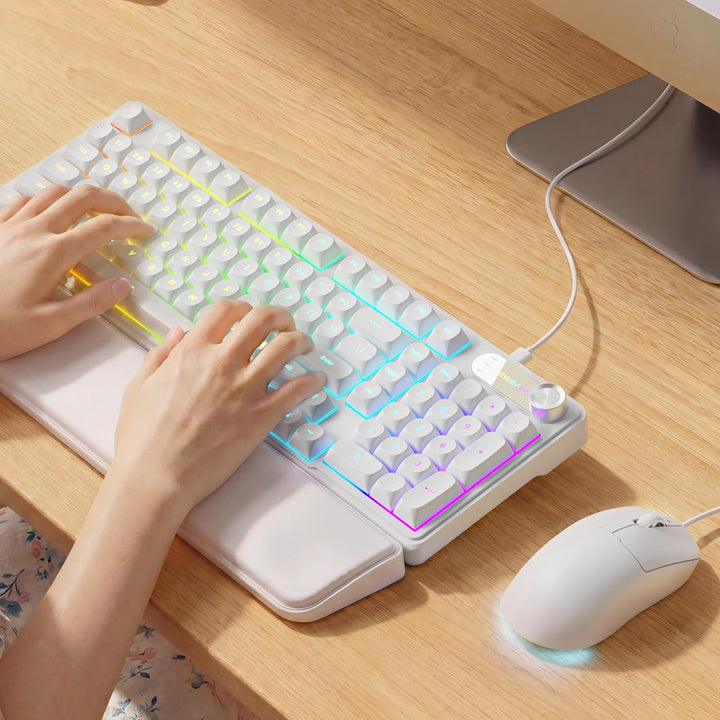 EWEADN Combo de teclado y mouse con cable con reposamuñecas desmont...
