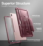 Dexnor Funda para Samsung Galaxy Tab S7 FE de 12.4 pulgadas (2021), [protector de pantalla y soporte integrados] con soporte para bolígrafo, resistente a prueba de golpes, funda protectora de cuerpo completo para Galaxy S7 FE - Rojo