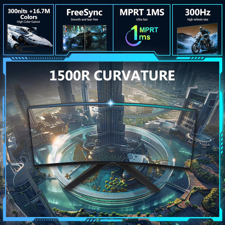 Z-Edge Monitor curvo para juegos de 27 pulgadas, FHD 1080P 300Hz 28...
