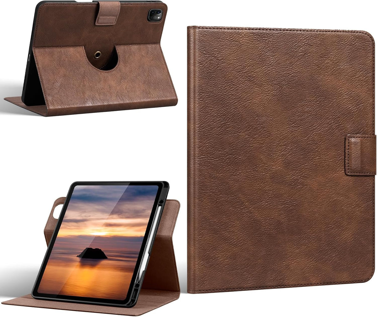Funda de cuero giratoria para iPad Pro 12.9" 2018-2022, soporte giratorio