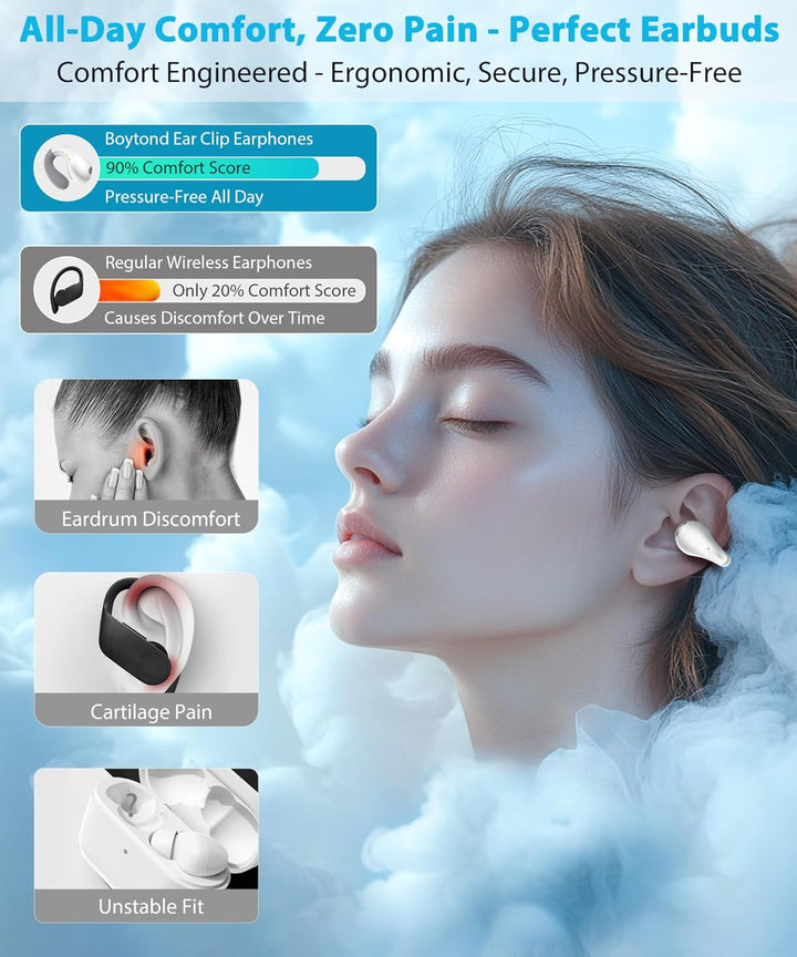 Boytond Auriculares ultra abiertos: cómodos auriculares de conducci...
