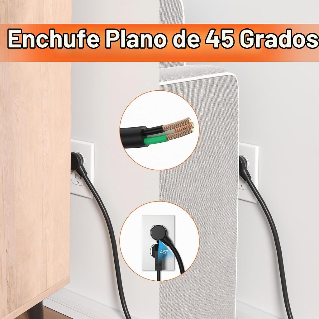 Tira de alimentación larga de metal resistente de 6 tomas, protector de sobretensiones de 2700J con disyuntor de 15 A, cable de extensión de 6 pies, montaje en pared para garaje, taller y uso