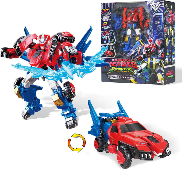 QUANTUM HEROES DINOSTER Robot transformable 2 en 1 Raptor Bolt Wing...
