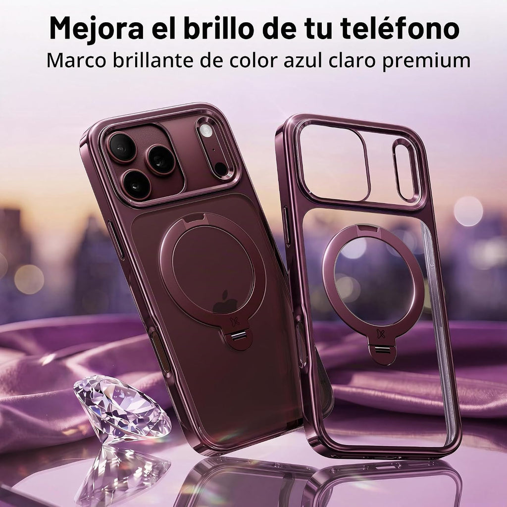 CASEKOO Funda color borgoña brillante para iPhone 18 Pro Max, soporte