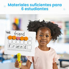 hand2mind Elkonin Box - Tablero magnético de respuesta, paletas para mapeo de palabras, tablero Elkonin de borrado en seco para mezcla, conciencia fonémica, manipuladores fonéticos, materiales de
