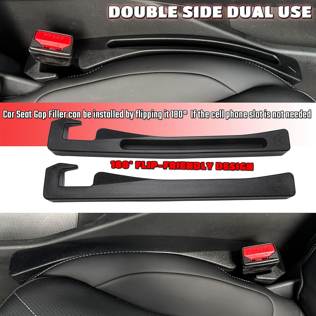 Relleno de Espacio del Asiento del Automóvil Ajuste Universal Organizador Relleno de Espacio Evita que las Cosas se Caigan para Maletero del Automóvil SUV, Negro, Paquete de 2