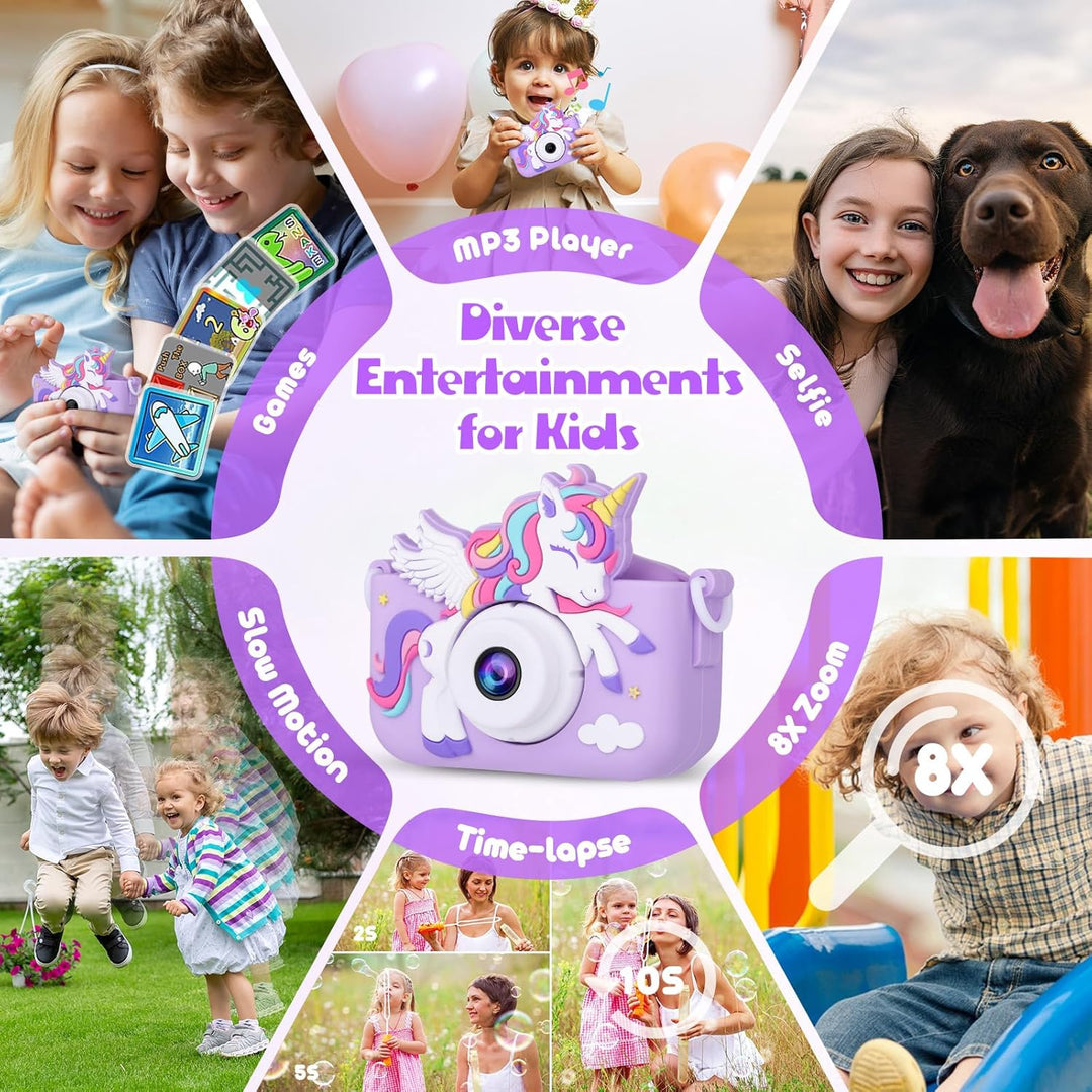 Cámara infantil de unicornio para niñas, cámara digital para niños...
