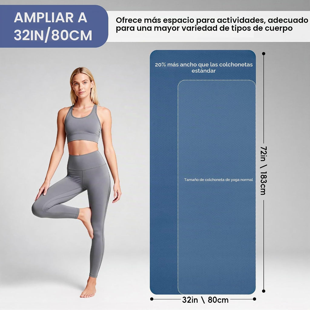 Tapete de yoga extra ancho de 72 x 32 pulgadas, tapete de ejercicio antideslizante de TPE para entrenamiento en casa, tapete de yoga grande de alta densidad de 0.236 pulgadas para hombres y