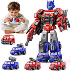 Transformar juguetes robot para niños 4-6, juguete de construcción de fácil, Rojo-negro