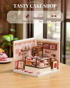 Lámpara Rolife Super Creator Kits Tasty Cake Shop, bloques de construcción de casa pequeña para muñequitas, kits de construcción de modelo de casa mini de plástico para adolescentes de 14 años en adelante