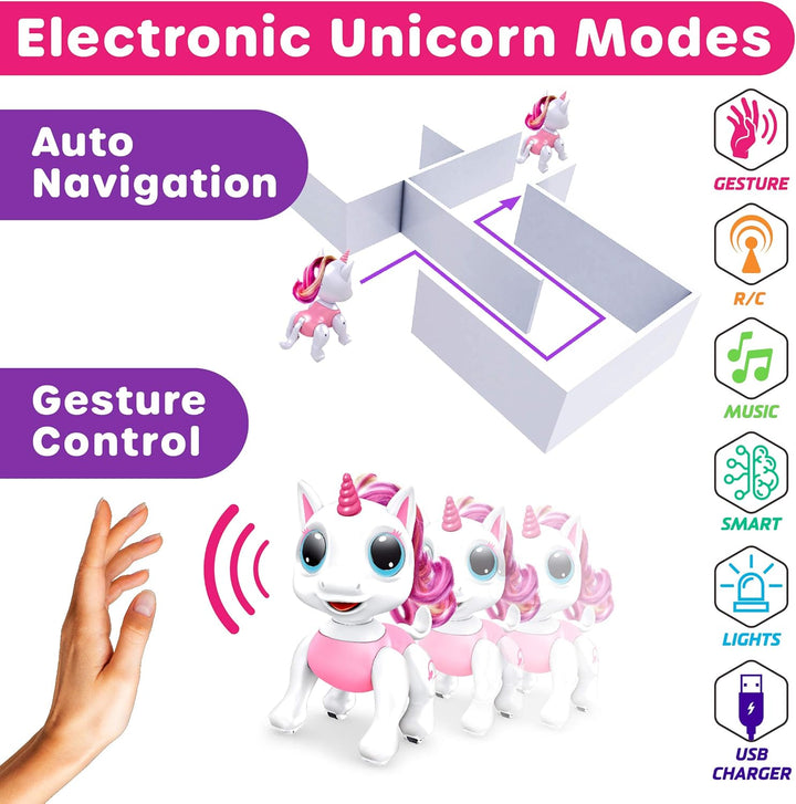 Power Your Fun Robo Pets - Juguete de unicornio para niñas y niños,...