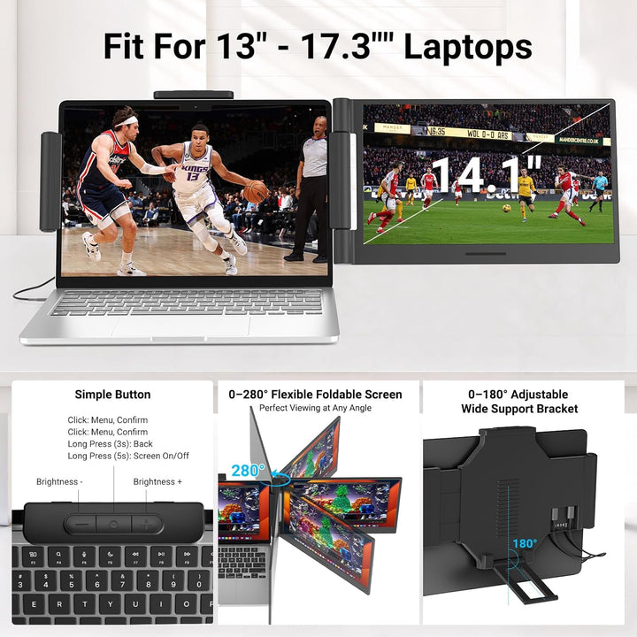 Extensor de pantalla para portátil de 14.1 pulgadas, 1080P IPS, mon...