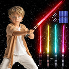 Sables iluminados para niños, paquete de 4 espadas retráctiles de 7