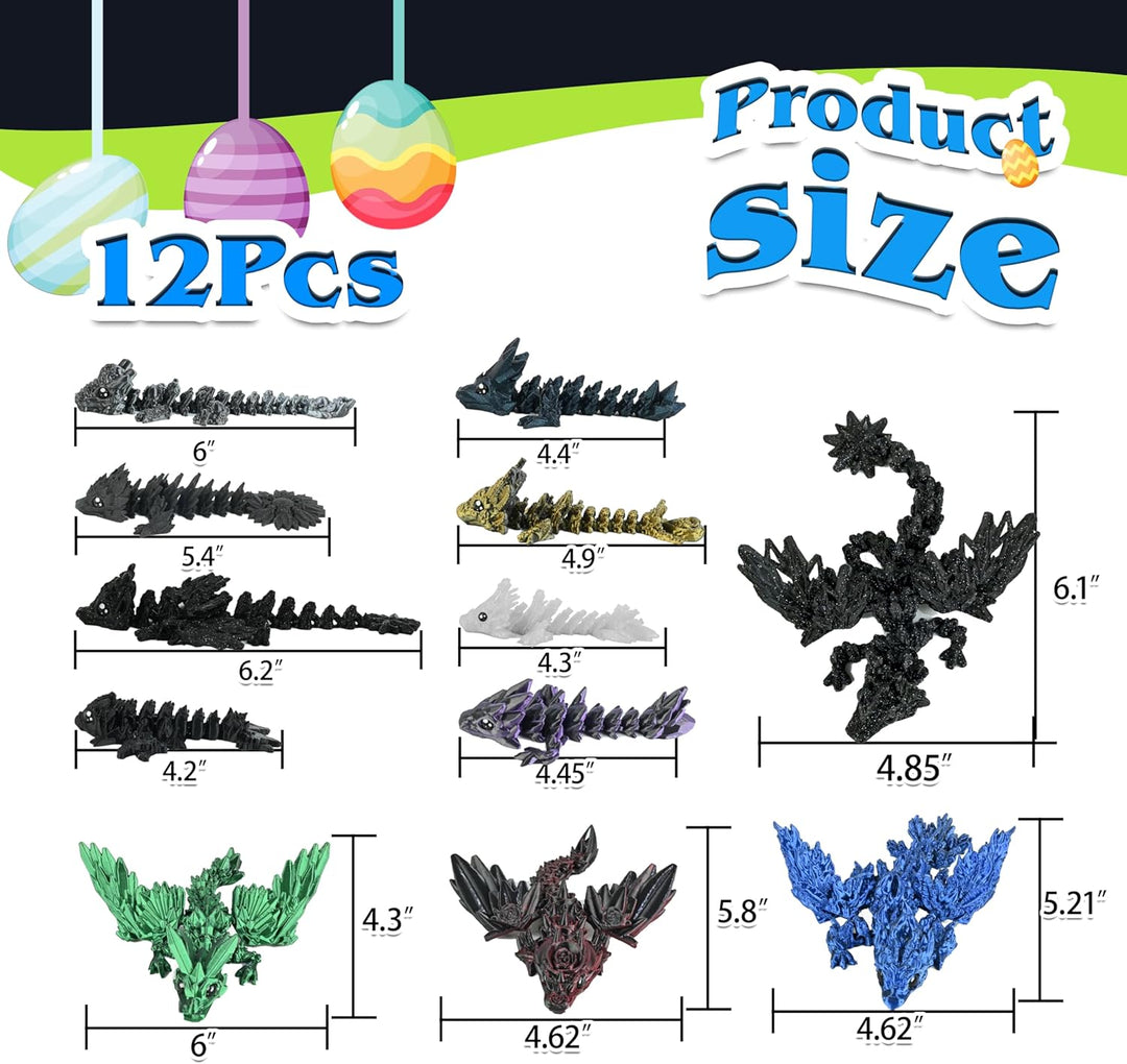 Cybermaker Juego de 12 Piezas de Dragón Impreso en 3D