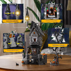 Juego de construcción de mansión embrujada de Halloween 2026, juego de bloques de construcción de casa embrujada antes de Navidad, calabazas que brillan en la oscuridad y fantasmas esqueléticos