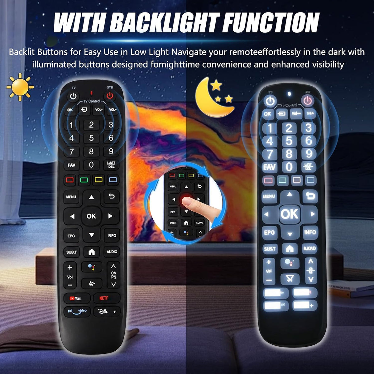 Nuevo control remoto de voz de retroiluminación V6 Plus, compatible con vSeeBox V6 Plus Control remoto por voz Bluetooth inteligente