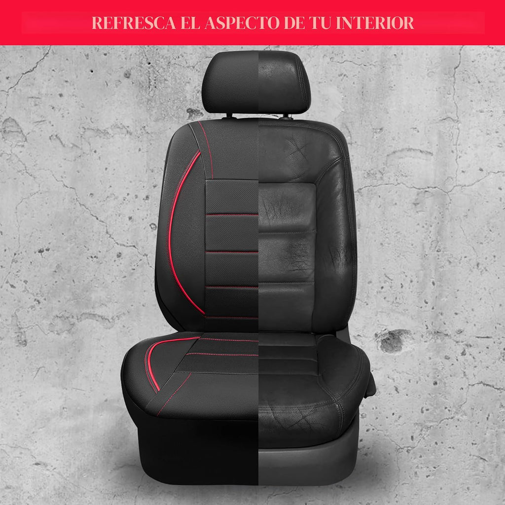 CAR PASS Fundas de cuero con ribetes de ajuste universal, dos fundas de asiento delantero, piel sintética impermeable para SUV, sedán, camioneta, camión, compatible con bolsas de aire, orificios de