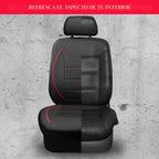 CAR PASS Fundas de cuero con ribetes de ajuste universal, dos fundas de asiento delantero, piel sintética impermeable para SUV, sedán, camioneta, camión, compatible con bolsas de aire, orificios de