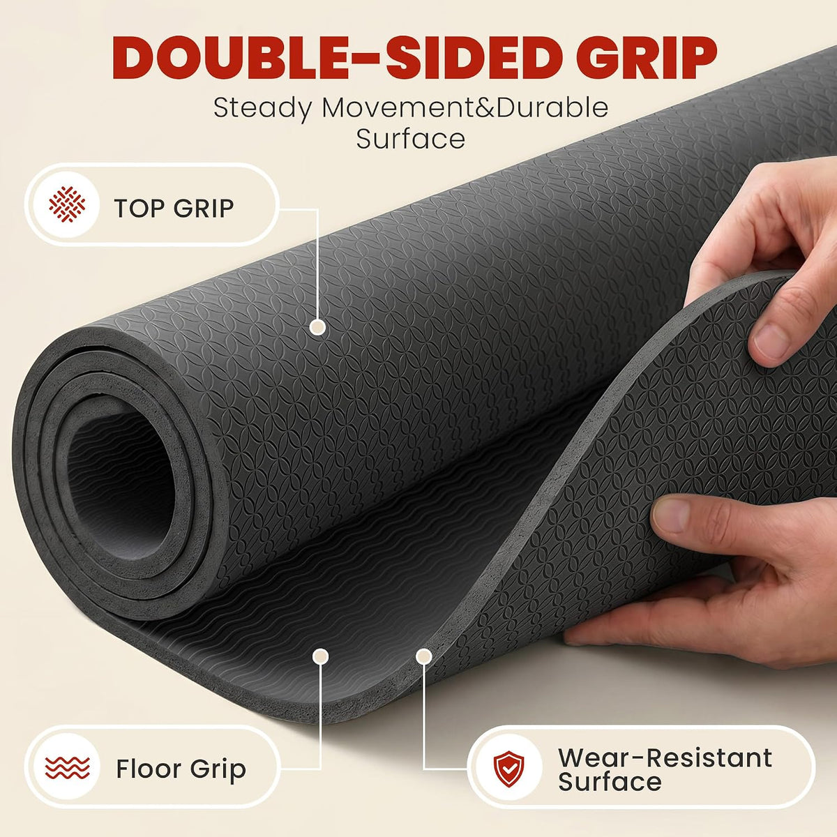 Colchoneta de Yoga Grande, 6' x 4' / 6' x 3' x 6 mm / 8 mm / 12 mm de espesor para entrenamiento