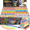 160 tizas para acera para niños - 14 colores, 10 con purpurina, 10 neón, tizas jumbo no tóxicas y lavables - Set a granel de pintura para exteriores para niños y niños pequeños - Juguetes de pizarra
