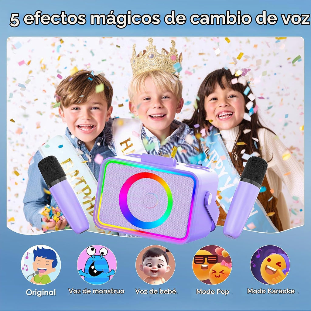 Karaoke Machine para Kids Adults,Bluetooth Speaker 2 Wireless Microphones