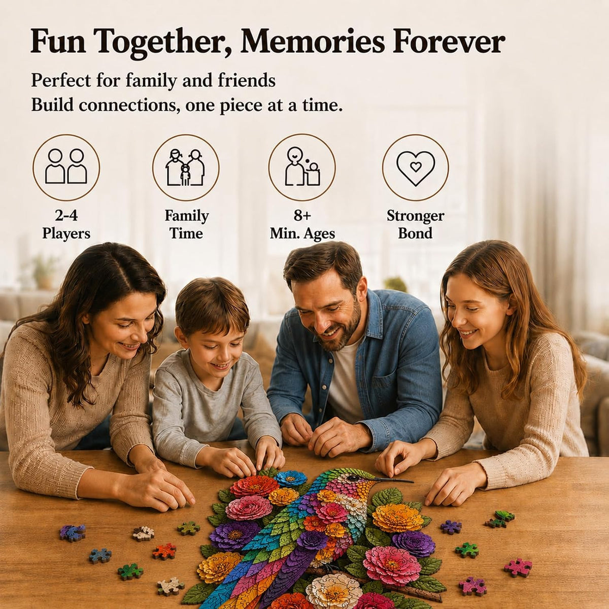 Rompecabezas de madera para adultos, rompecabezas florales de colibrí para adultos, 200 piezas, rompecabezas de madera únicos en forma de animal, divertido rompecabezas desafiante, regalo