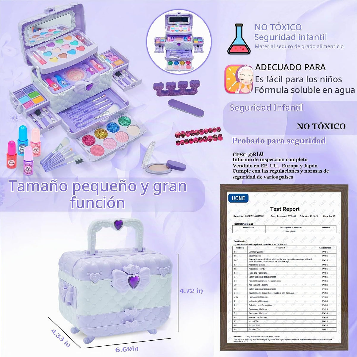 Juegos de maquillaje para niñas - Kit de maquillaje lavable real para niñas