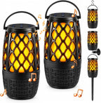 Altavoces para exteriores Bluetooth con luces de llama, sonido estéreo HD e