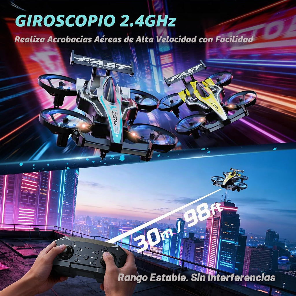 DEERC HT35 Mini dron 2 en 1 para niños | Avión de control remoto, giros de 360°, vuelo circular, despegue/aterrizaje con una tecla, modo sin cabeza, vuelo automático, 3 velocidades, 2 baterías