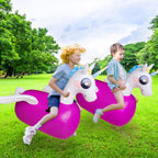 ZHUYNXIR - Juguete inflable de unicornio inflable para niños a partir de 3 años, equipo de juego de salto para interiores y exteriores con mango y alas, divertido caballo animoso de actividad física