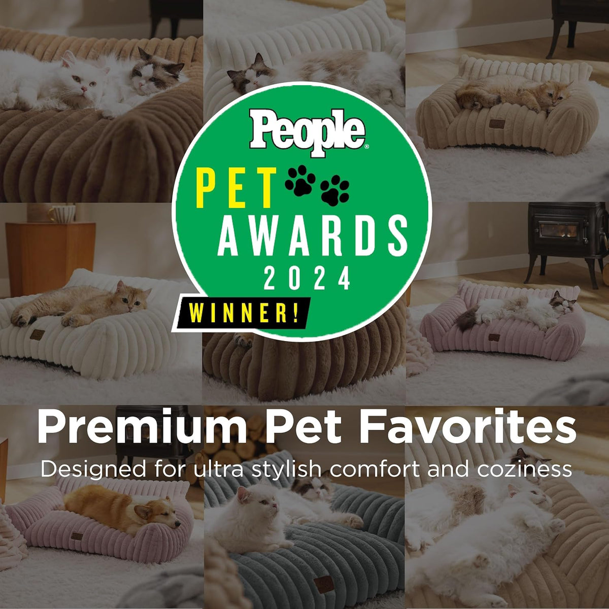 Bedsure ComfyFleece® se muestra en la televisión, lindo sofá para perros medianos, 36 pulgadas, color crema