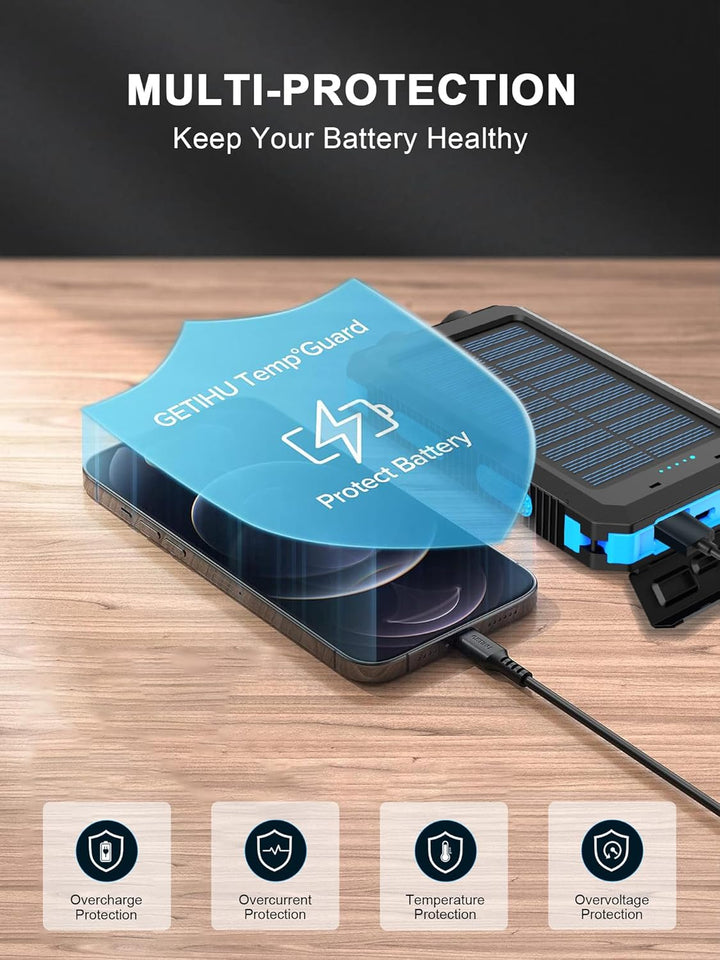 Cargador solar, 38800 mAh, banco de energía solar, batería externa...