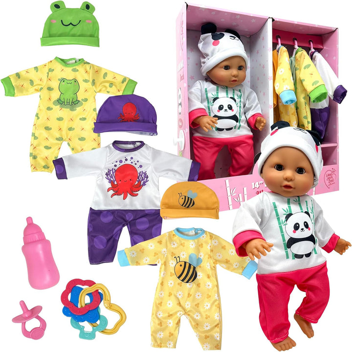 Muñeca de bebé de cuerpo suave con accesorios y 4 juegos de trajes...