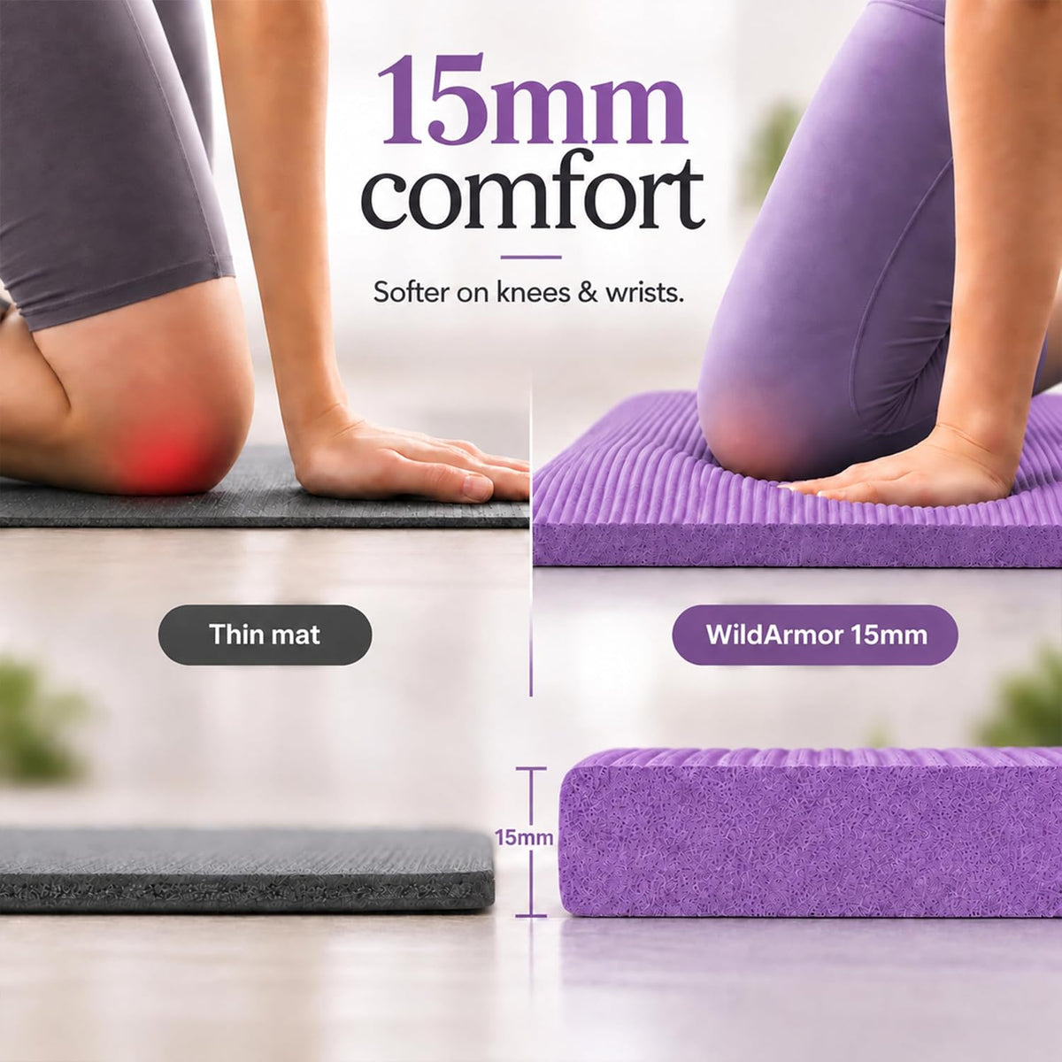 Tapete de yoga extra grueso, antideslizante de 0.591 in NBR, 72 x 24 pulgadas, viene con bola de masaje TPE y cronómetro digital, alfombrilla de entrenamiento para ejercicio en casa, fitness, pilates