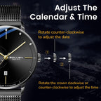 Relojes automáticos para hombre, reloj automático para hombre, movimiento mecánico original, resistente al agua 3ATM, manecillas luminosas, calendario y pantalla de 24 horas, relojes de pulsera