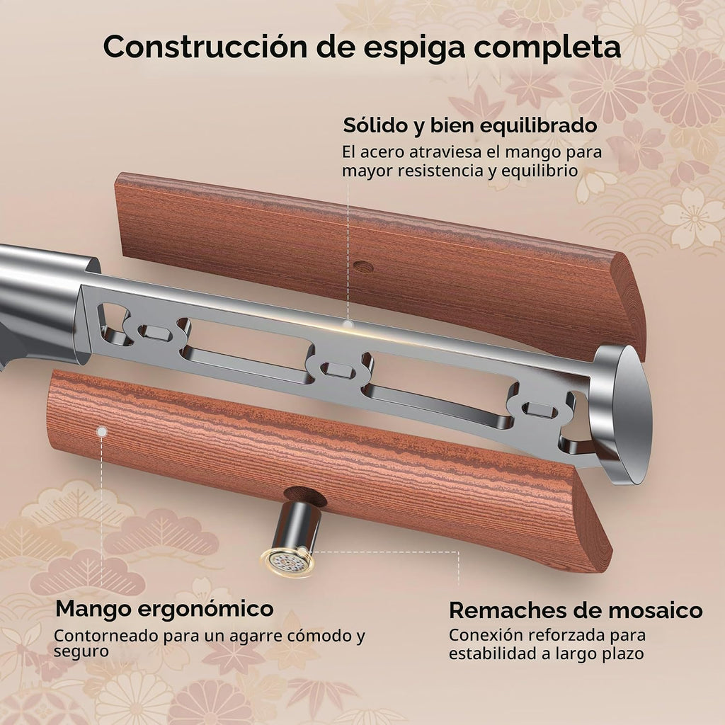 YOTSUBA Juego de 5 cuchillos de cocina japoneses con mango ergonómico de
